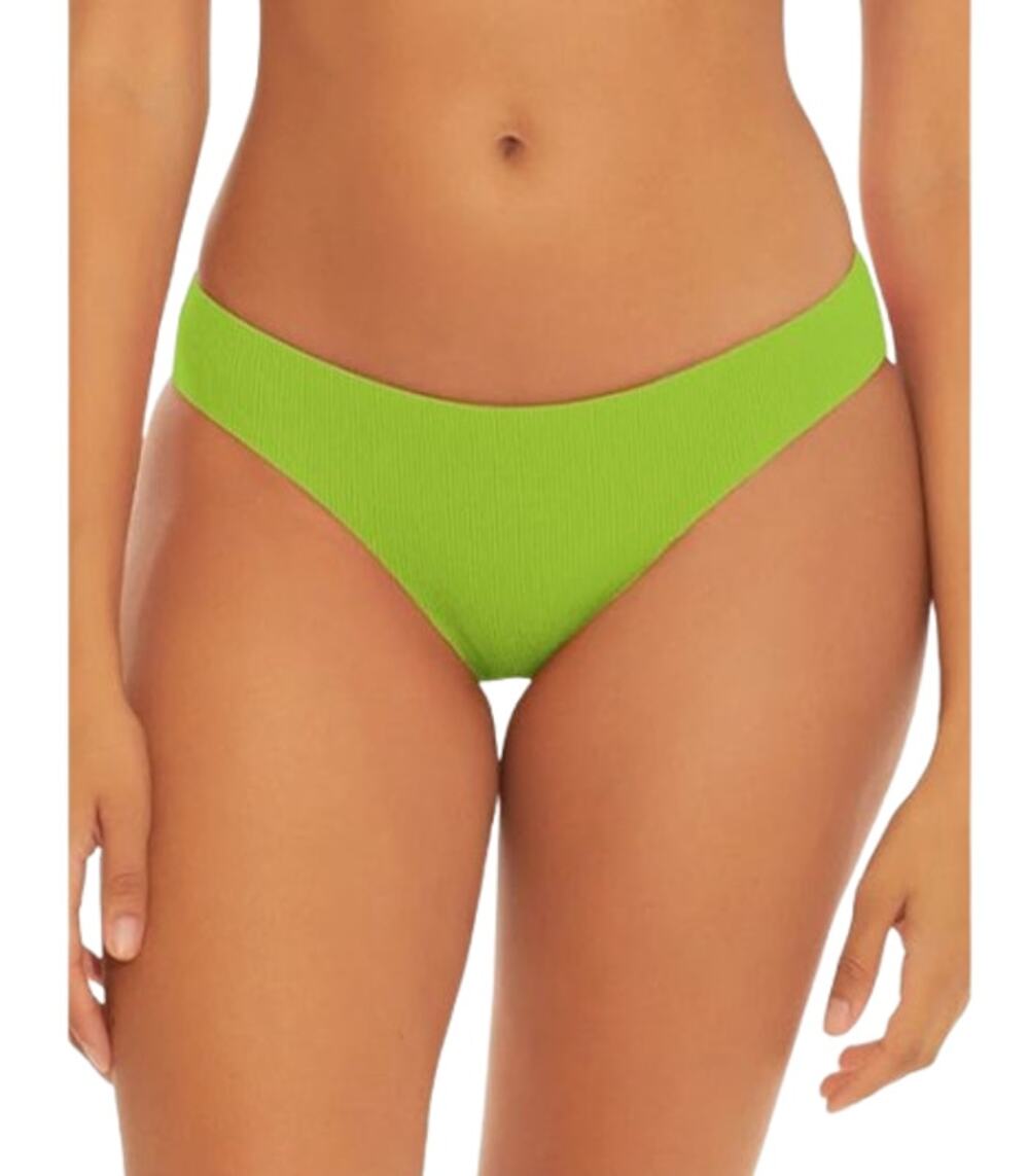BECCA Women's Adela Hipster Bikini Bottoms Small Kiwi Green Fine Line Rib NWT